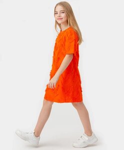 Платье с вышивкой в виде перьев оранжевое Button Blue (146)