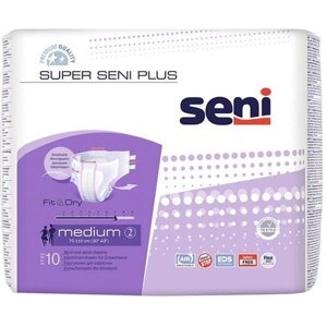 Подгузники Super Seni Plus (Супер Сени Плюс) medium р. 2 75-110 см. 2400 мл 10 шт.