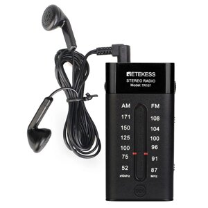 Retekes TR107 Portable Raidio Mini Pocket Радио FM AM Pointer Tuning Stereo Support BBS Mega Бас с Наушник Для прогулочн