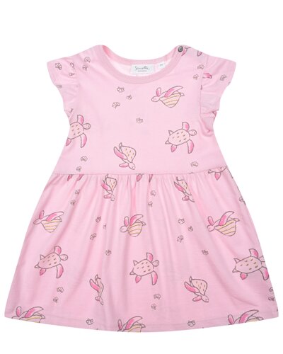 Розовое платье с принтом морские черепахи Sanetta Kidswear