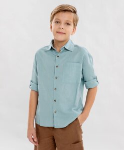 Рубашка голубая для мальчика Button Blue (152)