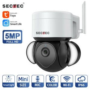 SECTEC 5MP Wi-Fi Прожектор камера Интеллектуальное цветное ночное видение Автоматическое отслеживание IP66 Водонепроница