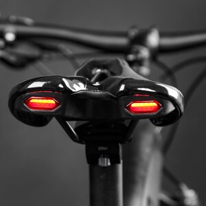 Седло для шоссейного велосипеда MTB с задним световым сигналом на зарядке USB, подушка из мягкого дышащего ПУ для горног