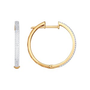 Серьги-кольца SOKOLOV из золота с бриллиантовой дорожкой
