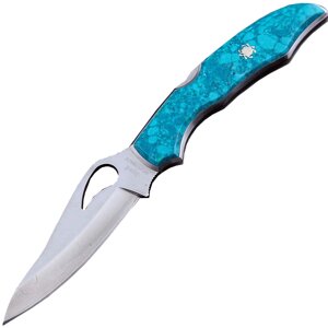 Складной нож Santa Fe Byrd Cara Cara, сталь 8Cr13MoV, рукоять сталь с накладкой из голубого мрамора