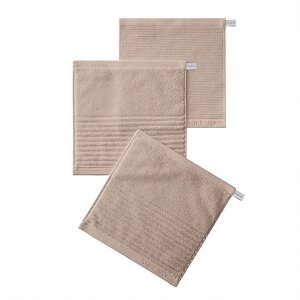 SOFT SILVER Набор Antibacterial Cotton Towels, махровые салфетки 3 шт., 30х30 см. Цвет: Песчаный берег»бежевый)