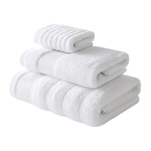 SOFT SILVER Набор Antibacterial Cotton Towels, полотенца для лица и тела 3 шт., размеры 30х50 см, 50х90 см, 70х140 см. Цвет: Альпийский снег»белый)