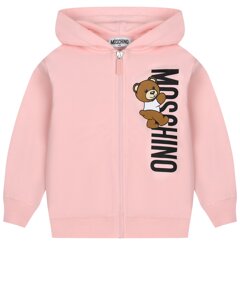 Спортивная куртка с вертикальным лого, розовая Moschino