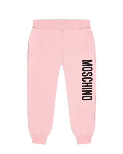 Спортивные брюки с вертикальным лого, розовые Moschino