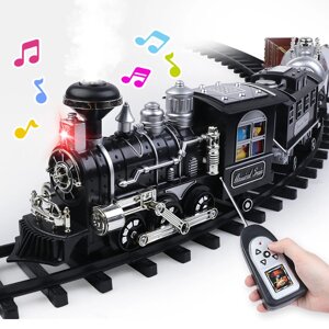 TIMELY 3076 27MHZ RC Train Electric Track Classic Модель транспортных средств Add Water Smoke LED Lights Music Sound Дис