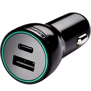Зарядное устройство автомобильное Gerffins Pro 3,4A USB-A + Type-C (Черное)
