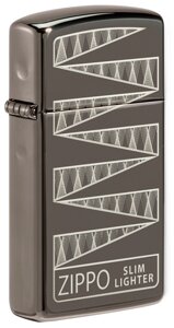 Зажигалка ZIPPO 65th Anniversary Slim Collectible с покрытием Black Ice, латунь/сталь