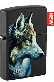 Зажигалка ZIPPO Linda Picken с покрытием Black Matte, Волк, латунь/сталь