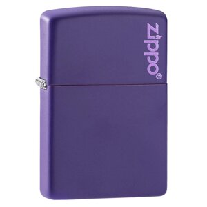 Зажигалка ZIPPO Logo Classic с покрытием Purple Matte, латунь/сталь, фиолетовая, матовая, 36x12x56 мм
