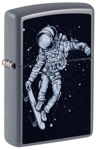 Зажигалка ZIPPO Skateboarding Astronaut с покрытием Flat Grey, латунь/сталь, серая