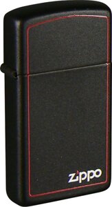 Зажигалка ZIPPO Slim с покрытием Black Matte, латунь/сталь, чёрная, матовая, 30x10x55 мм