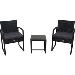 Набор мебели Garden story Фрост (стол+2 кресла ротанг черный, подушки серые)