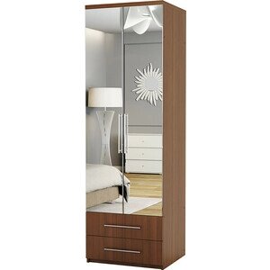 Шкаф для одежды с ящиками Шарм-Дизайн Комфорт МШЯ-21 110х45 с зеркалами, орех