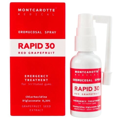 Антибактериальный спрей для полости рта Монткаротт рапид 30, Красный Грейпфрут RAPID MontCarotte Medical, 30 мл