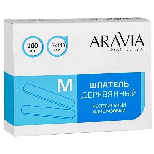 ARAVIA Professional Шпатель деревянный одноразовый размер М 100 шт.