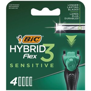 BIC FLEX 3 HYBRID Кассеты (4 шт) Сменные кассеты для бритья