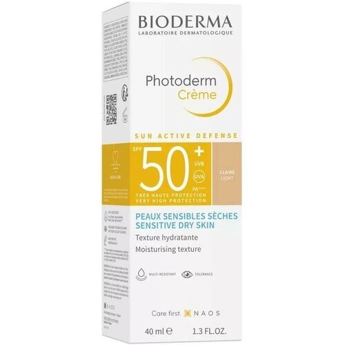 Bioderma Photoderm Creme SPF50+ Солнцезащитный тональный крем, светлый оттенок, 40 мл