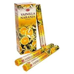 Благовоние HEM Ваниль Апельсин Vanilla Orange блок 6 упаковок Перо Павлина