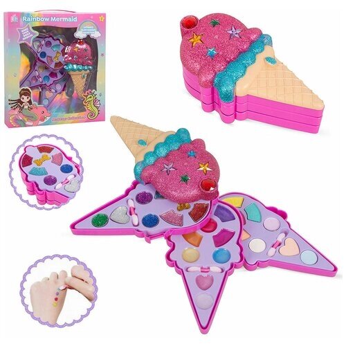 Большой набор детской косметики в палетке / Декоративная розовая косметика для девочки / Маленькая принцесса
