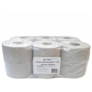 Бумага туалетная для диспенсера 1-слойная, белая, 140м, 12 рул/уп (0024А)