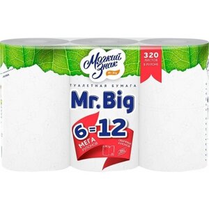 Бумага туалетная мягкий знак Mr. Big 2 слоя, 6шт - 4 упаковки