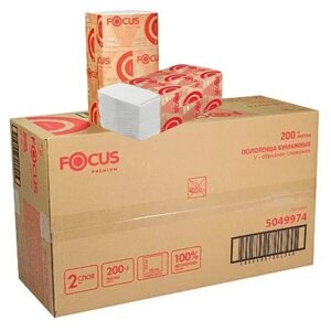 Бумажные полотенца V-сложения Focus 5049974, 2-слойные, 15 пачек по 200 листов
