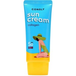 CONSLY Крем солнцезащитный с морским коллагеном SPF 50+PA для нормальной и сухой кожи