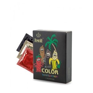 Цветные ароматизированные презервативы AMOR Color "Яркая линия"3 шт. 242647