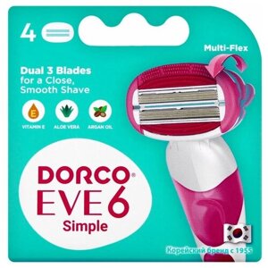 Дорко / Dorco Eve6 Simple - Сменные кассеты с 6 лезвиями 4 шт