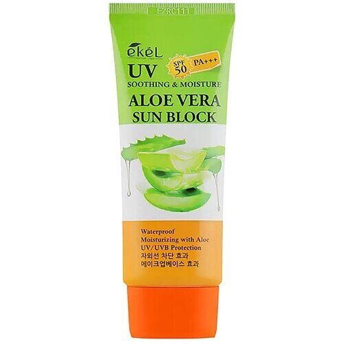 EKEL UV soothing & moisture ALOE VERA SUN BLOCK SPF 50 PA солнцезащитный крем с алоэ-вера 70мл