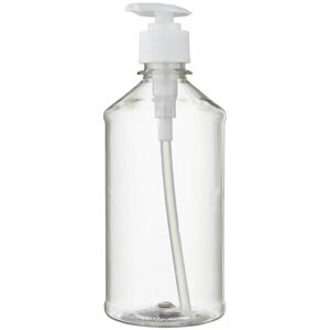 Флакон прозрачный цилиндрический с белым дозатором для мыла, шампуня, бальзама, геля, крема, масла - 500мл. (2 штуки)