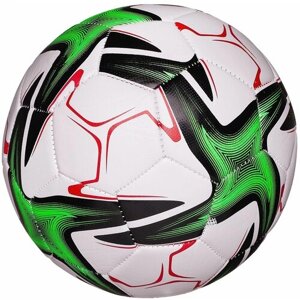 Футбольный мяч Junfa белый с зелено-черными звездами 22-23 см L756/зелено-черные