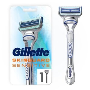 Gillette SkinGuard Мужская Бритва , 1 кассета, с 2 лезвиями, для чувствительной кожи, с триммером