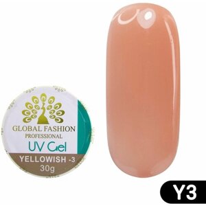 Global Fashion Камуфлирующий гель для наращивания и моделирования ногтей Yellowish-3, 30 гр
