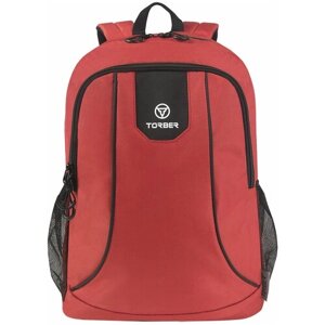 Городской рюкзак TORBER ROCKIT с отделением для ноутбука 15,6", мужской, женский, красный, полиэстер 600D, 46 х 30 x 13 см, 19,5 л (T8283-RED)