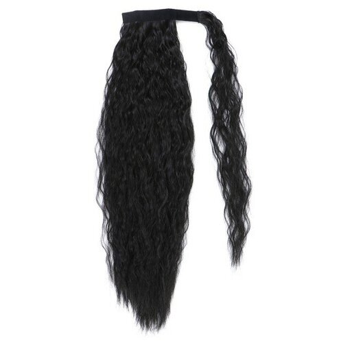 Хвост накладной, волнистый волос, на резинке, 60 см, 100 гр, цвет чёрный (SHT3)