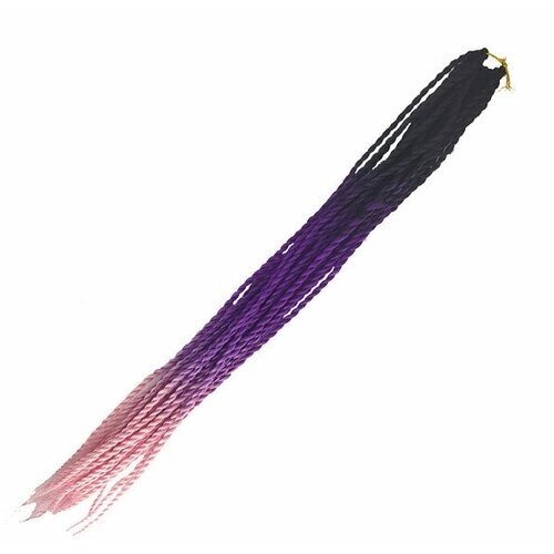 Канекалон Сенегальские косы 65 см, 3 цвета: черный, фиолетовый, нежно-розовый