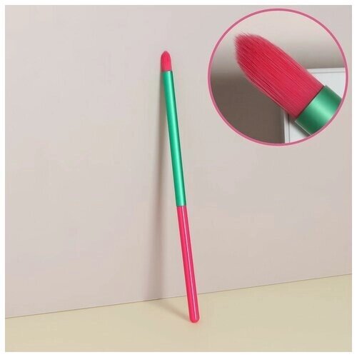 Кисть для макияжа "PENCIL", 16 см, цвет розовый/зелёный
