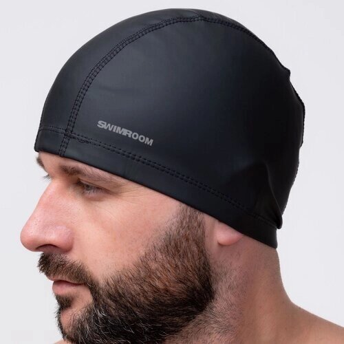 Комбинированная шапочка для плавания / бассейна SwimRoom “PU Swim Cap”Взрослая, Цвет Черный