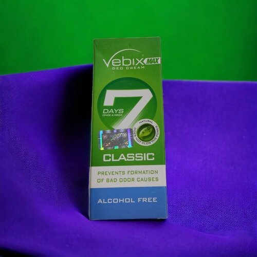 Крем дезодорант Vebix 7 days Classic от потливости, 15 мл