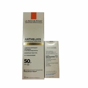 La Roche-Posay Набор Anthelios антивозрастной крем для лица SPF50, 50мл + Сыворотка Niacinamide Ниацинамид 10, 3мл