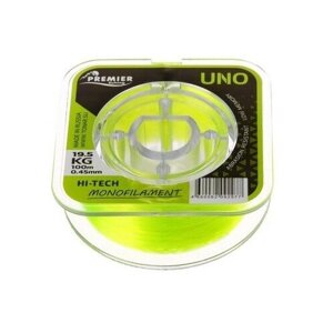 Леска Preмier Fishing UNO, диаметр 0.45 мм, тест 19.5 кг, 100 м, флуоресцентная желтая