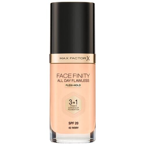 Max Factor Тональная эмульсия Facefinity All Day Flawless 3-in-1, SPF 20, 30 мл, оттенок: 42 Ivory
