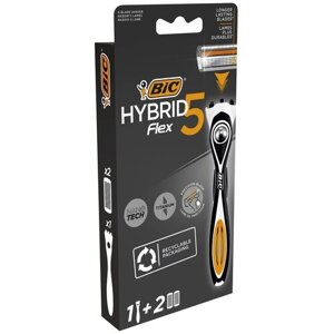 Многоразовый бритвенный станок Bic Flex 5 Hybrid, черный, 2 шт.