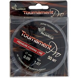 Монофильная леска ALLVEGA Tournament Pro d=0.09 мм, 50 м, 1.07 кг, прозрачный, 1 шт.